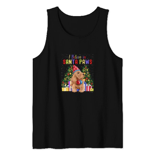 Dog Cocker Spaniel I Believe In Santa Paws Cute Cocker Spaniel Christmas 3 Tank Tops