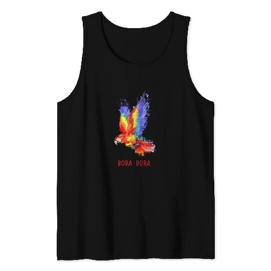 Beautiful Macaw Flying Bird Bora Bora Beach Vacation Tank Tops