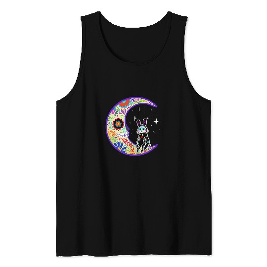 Skeletons Skulls Rabbit Dia de Los Muertos Skeletons Sugar Skull Tank Tops