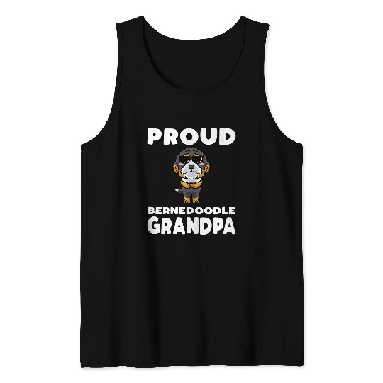 Mens Bernedoodle Dog With Sunglasses Tank Tops