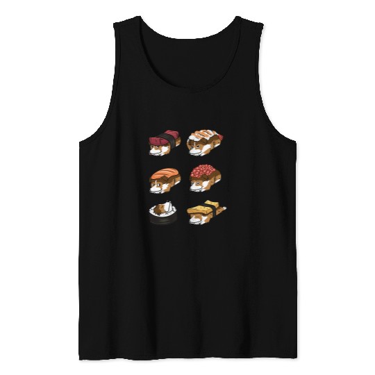 Dog Shetland Sushi Shetland Sheepdog Dog Tank Tops