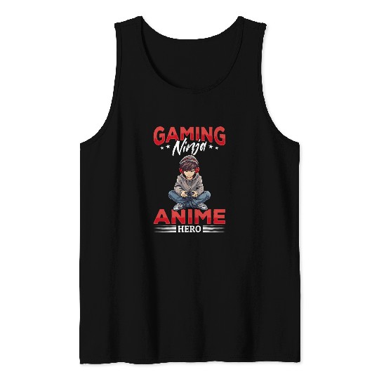 Anime Gaming Boy Manga Gamer Otaku Gaming Ninja Anime Hero Tank Tops