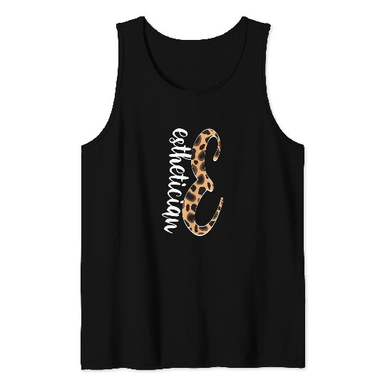 Esthetician Salon Beautician Leopard Letter Tank Tops
