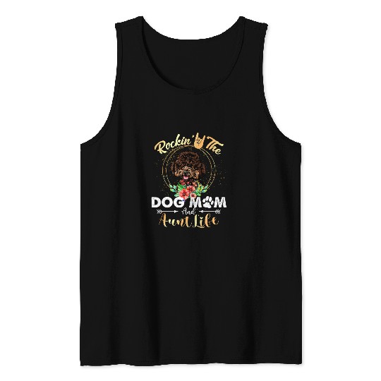 Poodles Rockin The Dog Mom Aunt Life Poodle Womens Funny Poodle dog Tank Tops