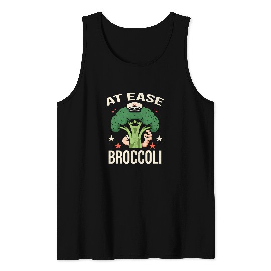 At Ease Broccoli Funny Graphic Tees Tank Tops