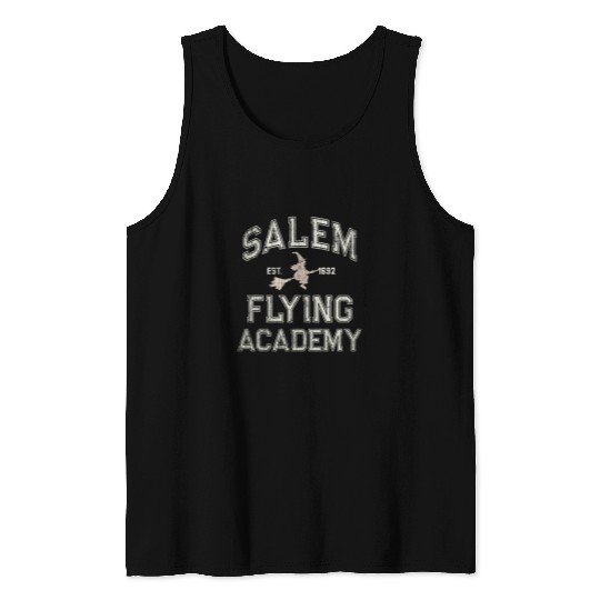 Funny Witches School SALEM FLYING ACADEMY Salem Witch Pilot Tank Tops