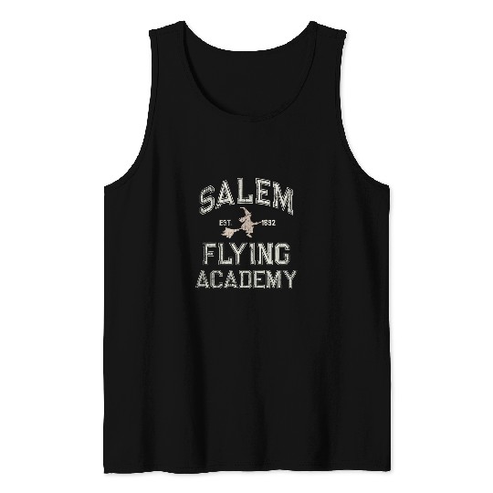Funny Witches School SALEM FLYING ACADEMY Salem Witch Pilot Tank Tops