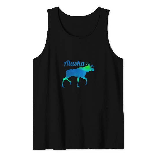 Alaska Moose Souvenir Keepsake Alaskan Northern Lights Adult Tank Tops