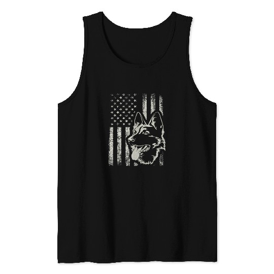 GSD Patriotic German Shepherd AMERICAN FLAG Dog Lover German Shepherd Dog Dog Tank Tops