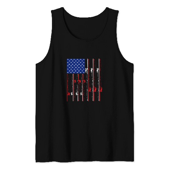 American flag fishing funny gift Tank Tops