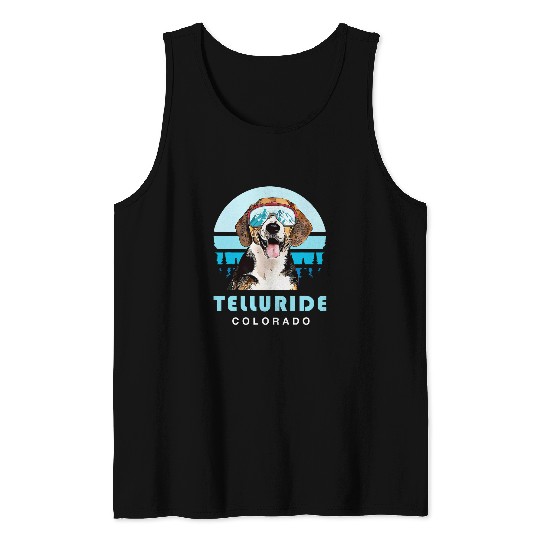 Beagle Winter Skis Telluride Colorado Dog Lover Tank Tops