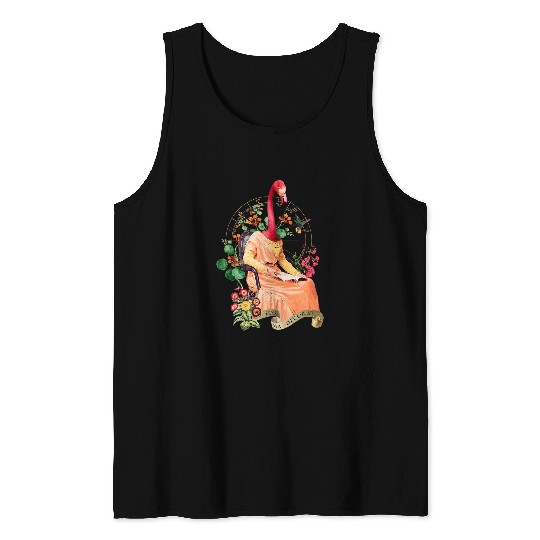 FANCY ART READING DRESSED FLAMINGO Tank Tops