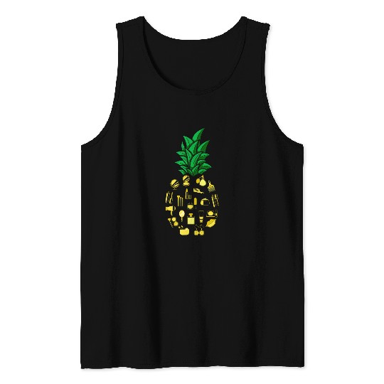 Esthetician pineapples Makeup Aesthetician Beautician Tank Tops