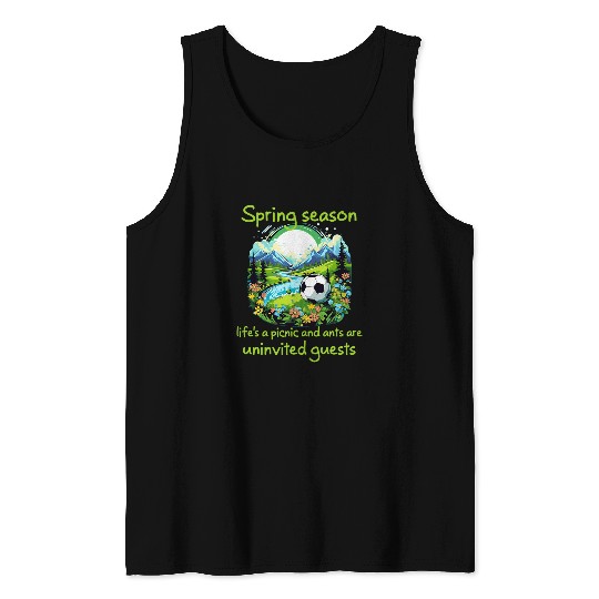 Funny Springtime picnic with ants and soccer ball Tank Tops