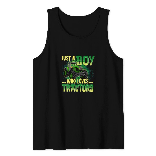 Tractor driving Lover Just A Boy Who Loves Tractors Farm Truck Toddler139 Tank Tops
