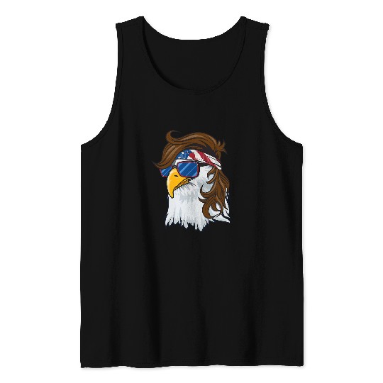 Eagle Mullet Merica  Men 4th Of July American Flag USA Tank Tops