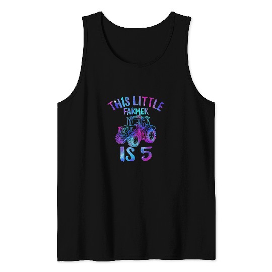Tractor driving Lover This Little Farmer Is 5 Tractor Farm Vehicles Birthday Party 5th Birthday Tank Tops