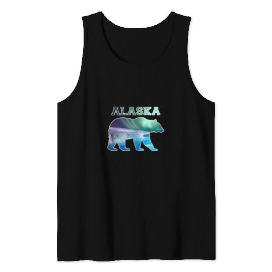 Alaskan Bear Northern Lights Aurora Borealis Nature Sky 1 Tank Tops