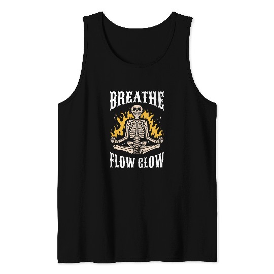 Breathe Flow Glow Funny Yoga Tank Tops