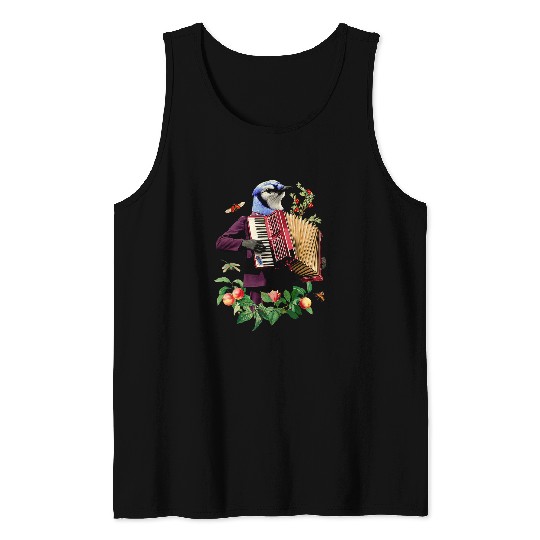 Funny Accordion FANCY ART MUSICIAN BIRD PLAYING ACCORDION Tank Tops