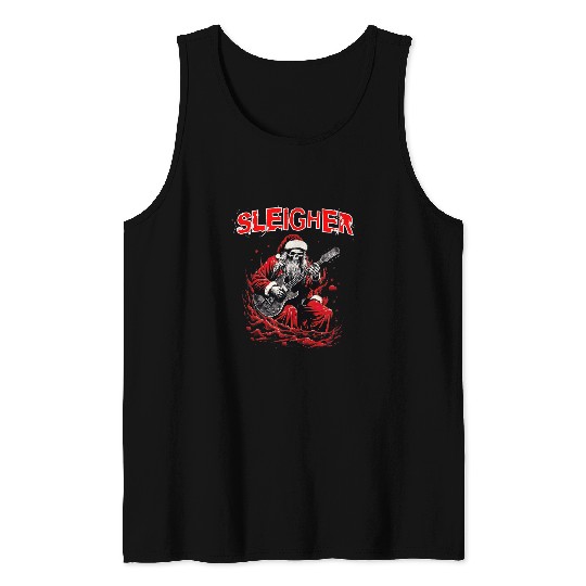 Christmas Sleigher Santa Skeletons Electric Guitar Tank Tops