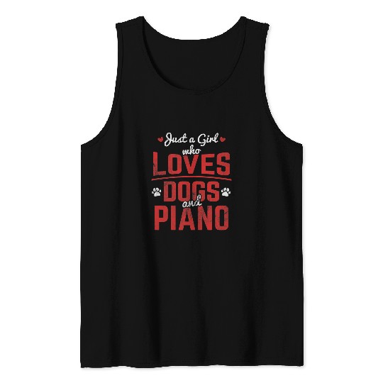 Funny Piano Music Girl Who Loves Dogs And Piano Pianist Piano Tank Tops