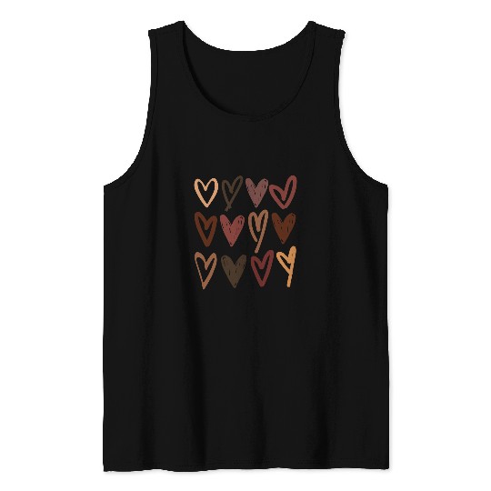 Black History Month Melanin African American Pride Hearts Tank Tops