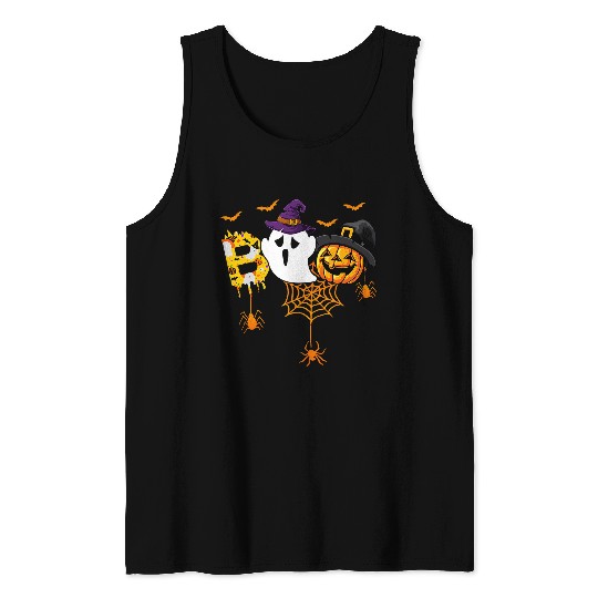 cute boo ghosts 2witch pumpkin halloween costume girls Tank Tops