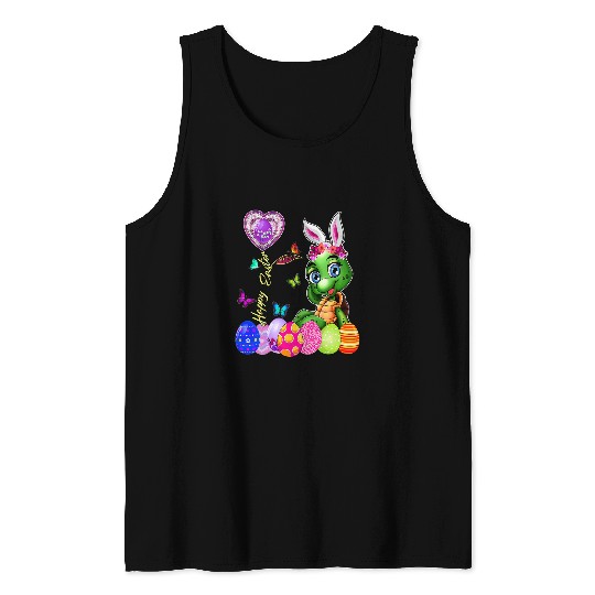 Happy Easter Egg Hunt Cute Bunny Turtle Toddler Girl Kid Tank Tops