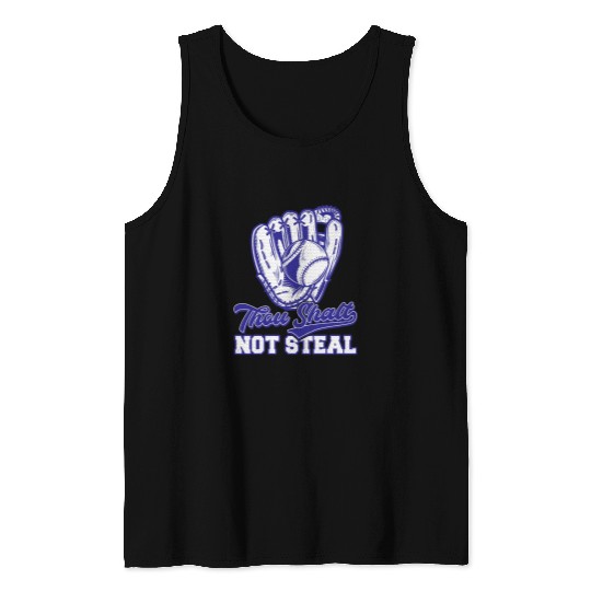 Sport Baseball Thou Shalt Not Steal Baseball Catcher Christian Religious Tank Tops