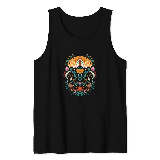 Celestial Moon Phases Luna Moth Insect Cottagecore Aesthetic Tank Tops
