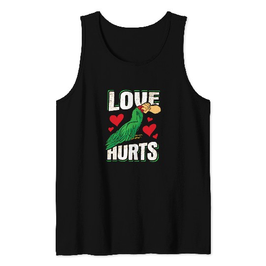 Green Macaw Parrot Love Hurts Design for a Bird owner Tank Tops