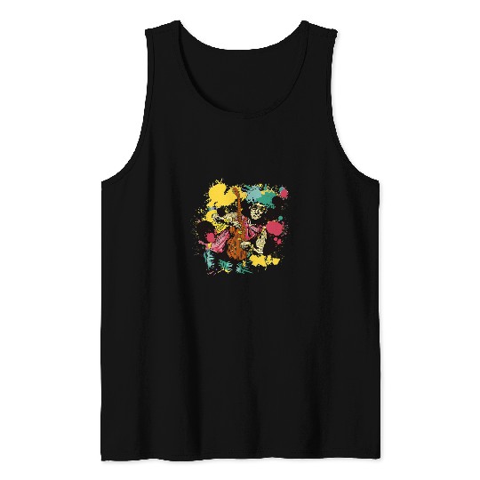 Guitarist Colourful 80s 90s Legend Retro Concert Pastel Guitar Tank Tops