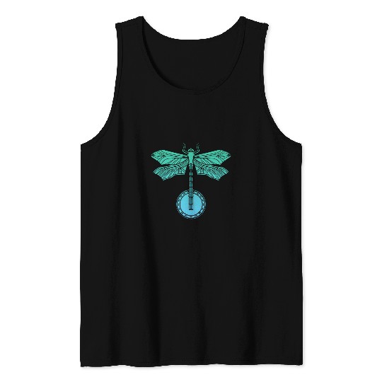 Funny Banjo Dragonfly Artistic Illustration Vintage Retro Graphic 24 Tank Tops