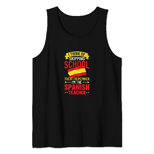 Spanish Teacher Spain Flag Language Lesson Student 11 Tank Tops