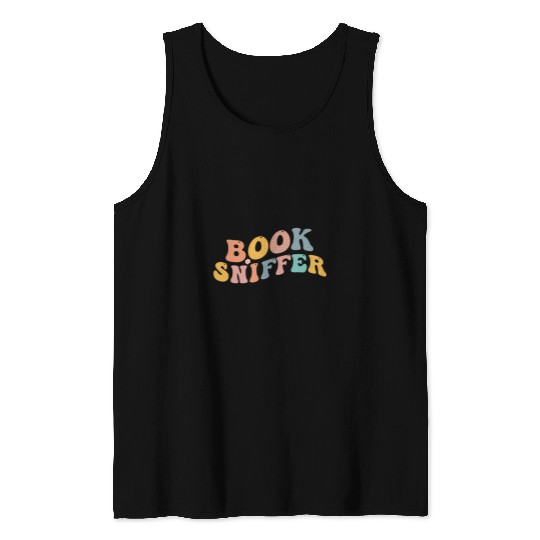 Book Sniffer Retro Funny Book Lover Reading Librarian 1970s Tank Tops