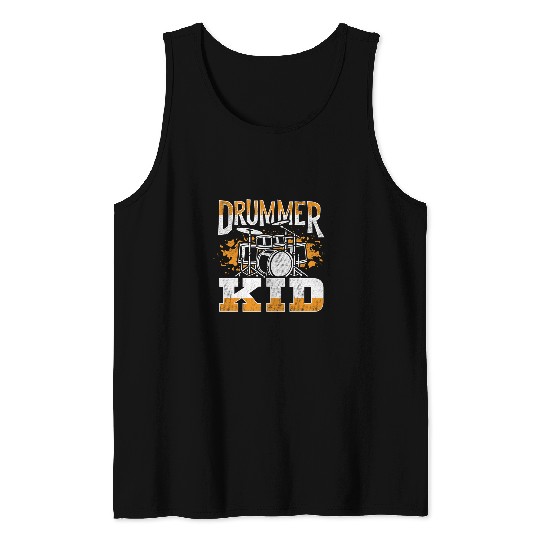 Drums Drummer Kid Drumsticks Musician Rock Music Band Drums Tank Tops