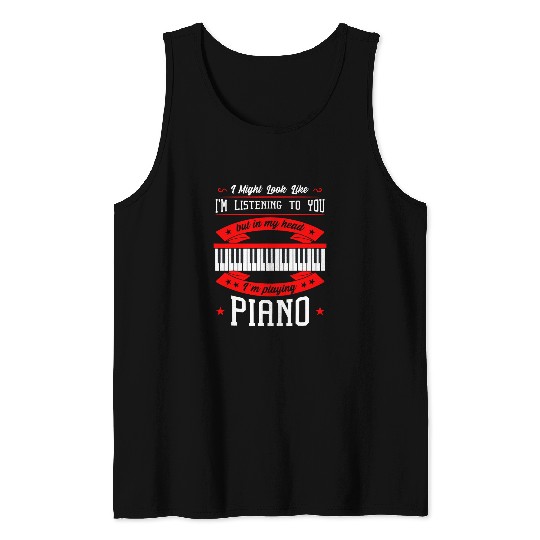 Funny Piano Music Instrument Classical Music Pianist Orchestra Keyboard Tank Tops