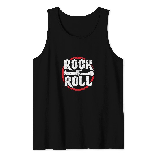 Funny Guitar Rock 2Roll Band Guitarist Rock Music Concert Distressed Tank Tops