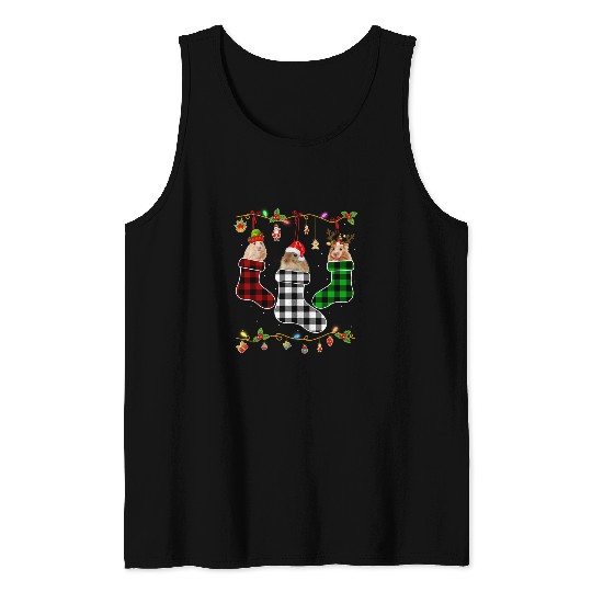 guinea pig christmas 2light socks red plaid buffalo dog Tank Tops