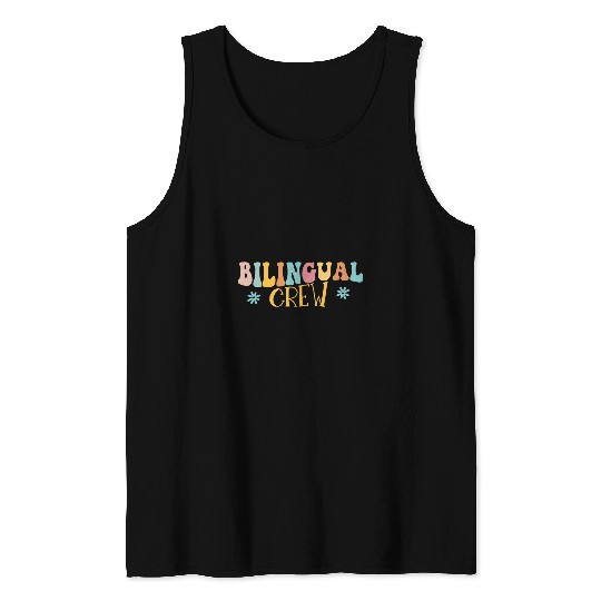 Bilingual Crew Spanish Teachers Dual Language Preppy Tank Tops
