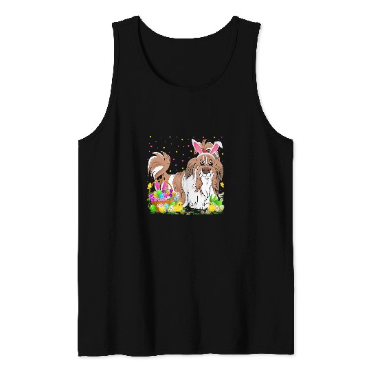 Easter Shih Tzu Dog Bunny Egg Hunting Shih Tzu Easter Sunday Tank Tops