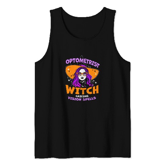 Halloween Optometry Glasses Witch Eye Optician Doctor Womans Tank Tops