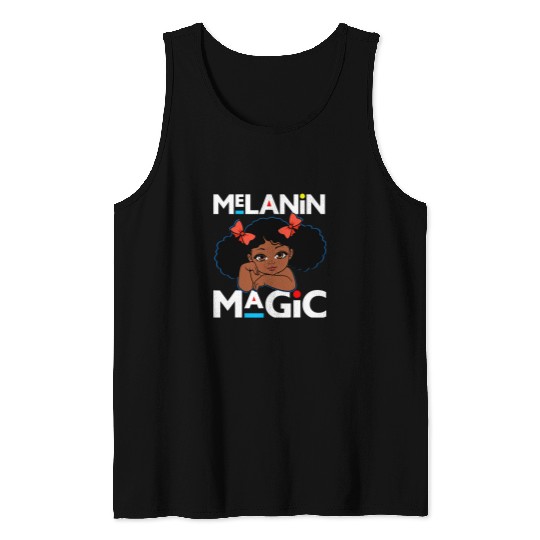 Black History Sista Princess Girl Melanin Magic Girly Girls Tank Tops
