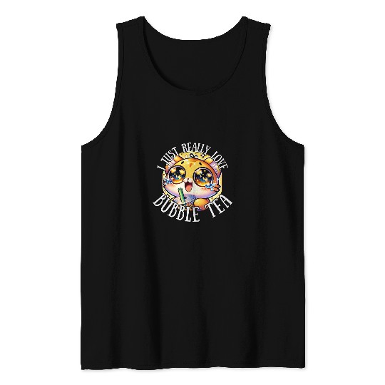 Bubble Tea Kawaii Cat Boba Tea Tank Tops