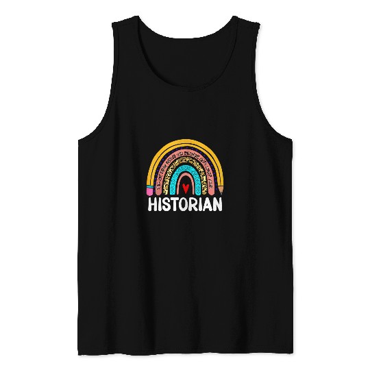 Historian Leopard Rainbow Back To School History Teacher Tank Tops