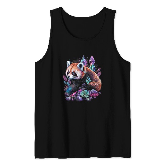 Funny Bear Esoteric Red Panda Pet Art Crystals Cute Illustration Design 2 Cute Bears Tank Tops