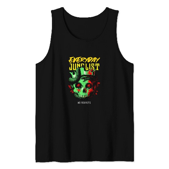 Funny Drummer Skeletons Skulls Drum N Bass Music Liquid Skull Jungle EDM DnB Skull Tank Tops