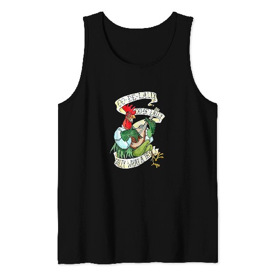 Funny Guitar Chicken Poultry Guitarist OO DE LALLY GOLLY What A Day Rooster Playing Guitarist Tank Tops