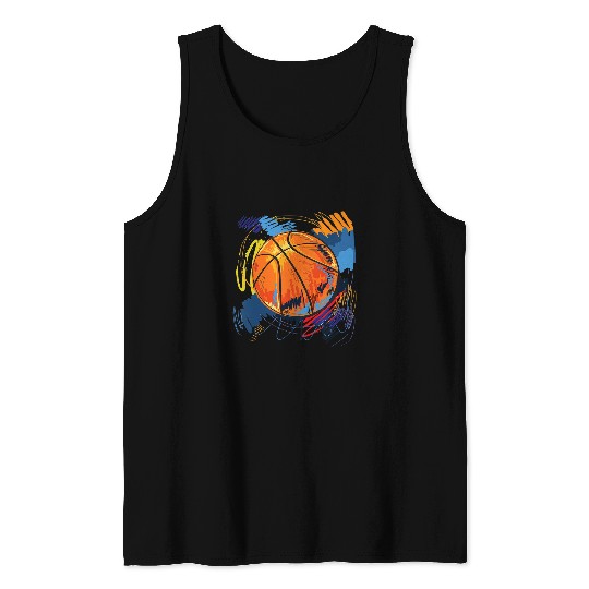Funny Basketball Kids Graffiti Art Basketball School Summer Camp Gift boys girls Tank Tops